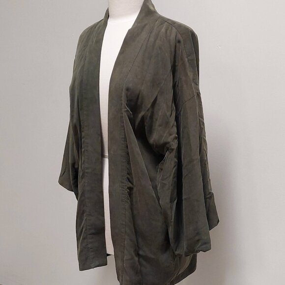 ZARA Trafaluc, Sage Green, Gold Embroidered Dragon, Kimono Jacket, Size:M - Picture 2 of 10